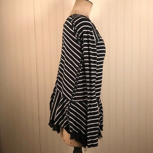 We the Free Black & White Striped Tunic Top Shirt - Picture 2 of 4